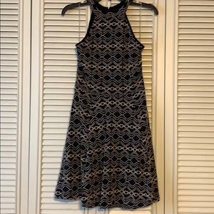 black & cream high neck dress